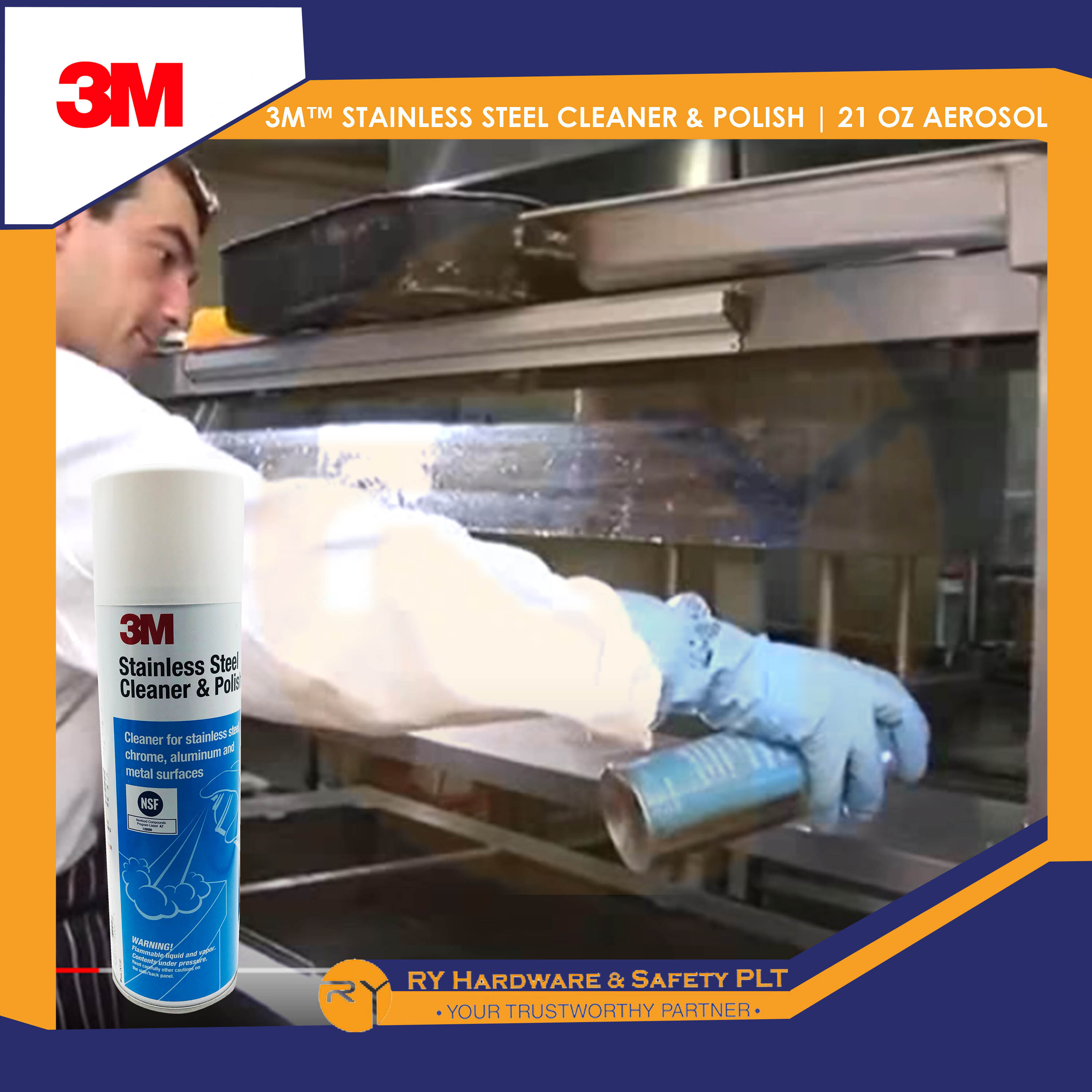 3M™ STAINLESS STEEL CLEANER & POLISH 21 OZ AEROSOL PENYEMBUR