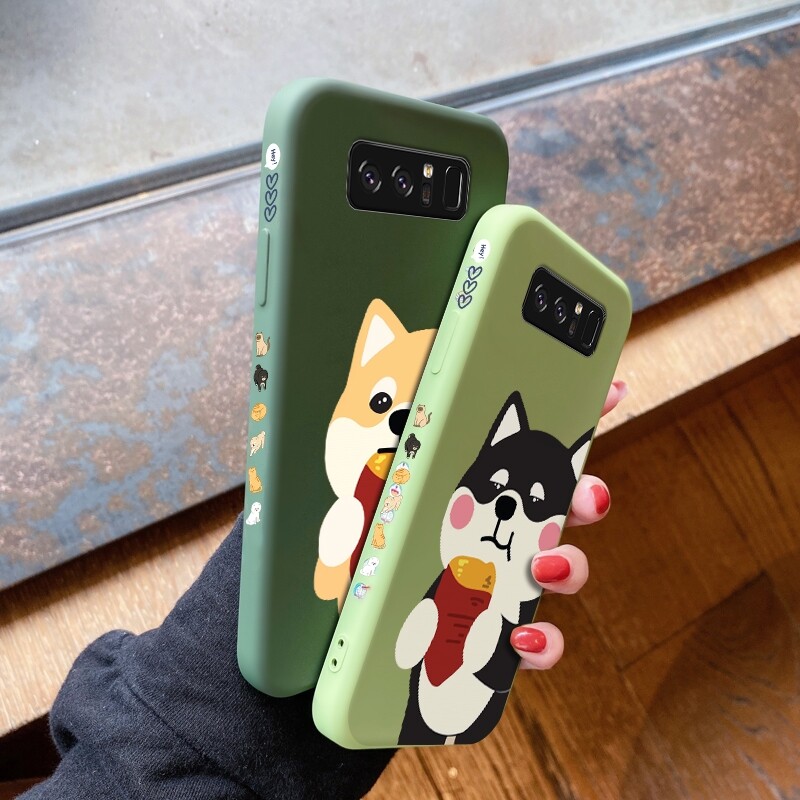 Yiwesan For Samsung galaxy Note 10 LITE Note 10 PLUS Note 20 Note 20 ULTRA Note 8 Note 9 Case with Cartoon Cute dog cat Square Edge Pattern Liquid original Casing Full back Cover Camera Shockproof cases Protection phone Case