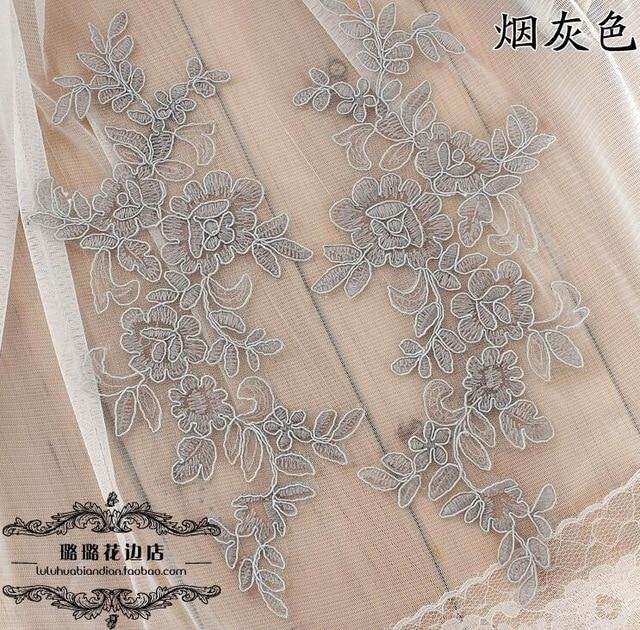 6 Pieces//3 Pairs 2711Cm Bling Sequin Embroidered Bridal Dress Wedding Decorative Sewing Lace Applique Trim Craft,red