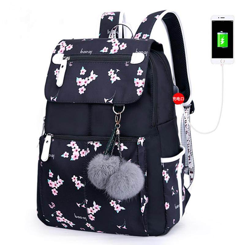 black and pink school bag