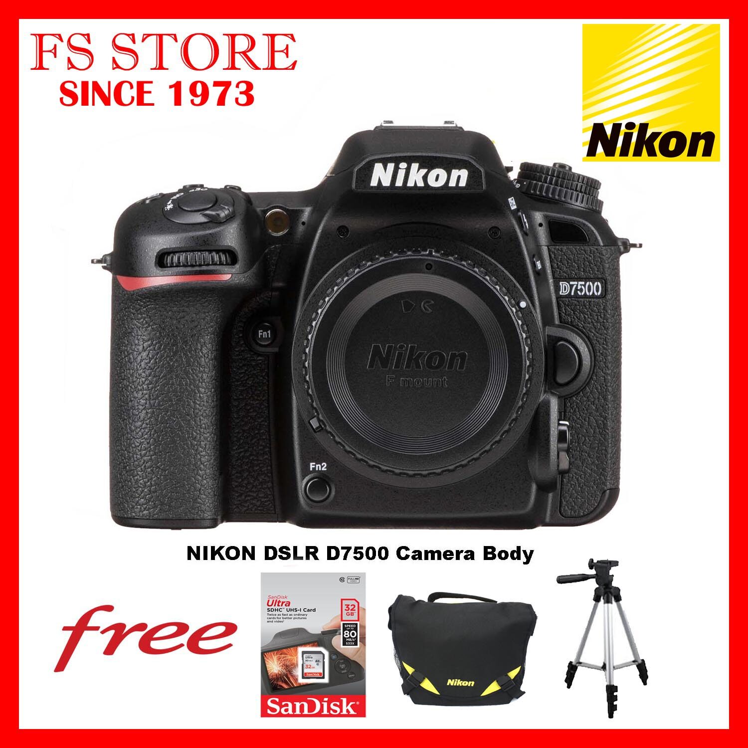 NIKON ORIGINAL MALAYSIA DSLR D7500 Camera Body FREE32GB ULTRA CARD