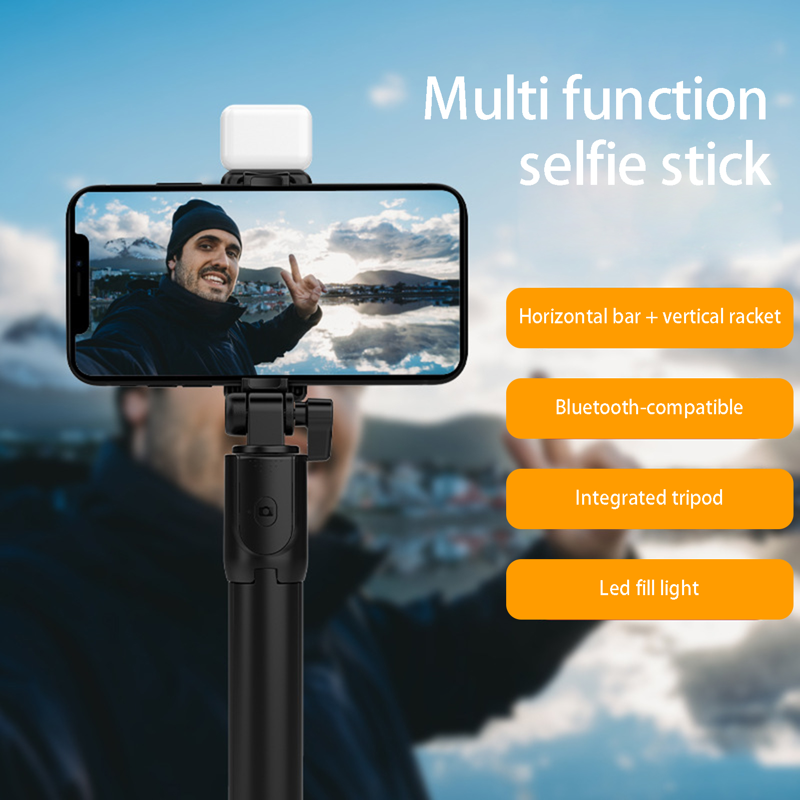 Large Storage Selfie Stick Retractable Multifunctional Remote Control Universal Handsfree Beauty Fill Light Portable Wireless Bluetooth-compatible Cell Phone Selfie Tripod for Photography Selfie Stick Tripod