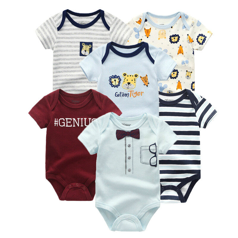 Kiddiezoom 6 Miếng Áo Liền Quần Trẻ Em Quần Áo Sơ Sinh Bộ quần áo hoạt hình bé trai mới sinh