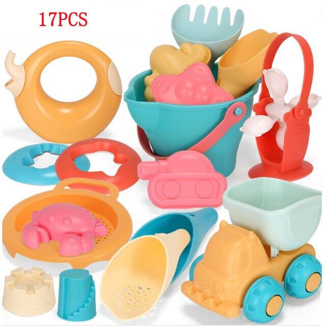 made for fun sand & water bucket playset with large shovel 17pcs