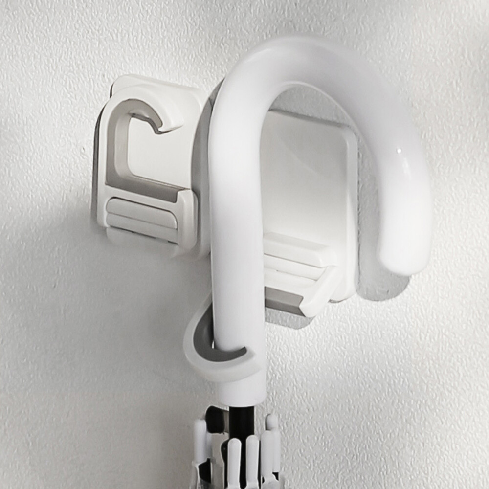Multi-Purpose Broom Mop Holder Wall Mount Self-adhesive Mop Rack Hanger Organizer Hook