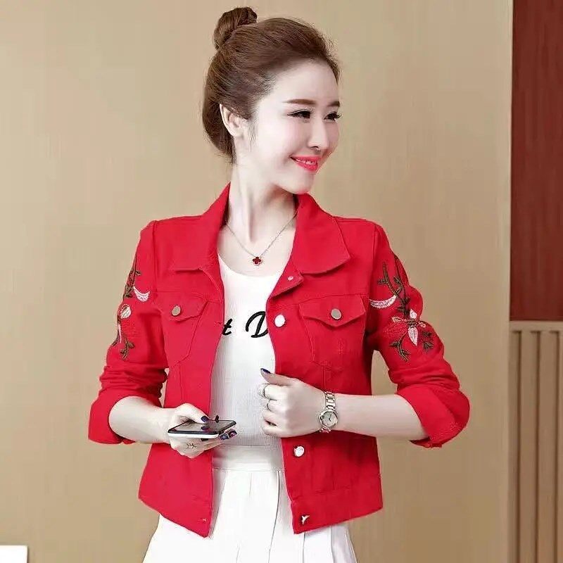 Denim Jacket with Embroidery Plus Size 