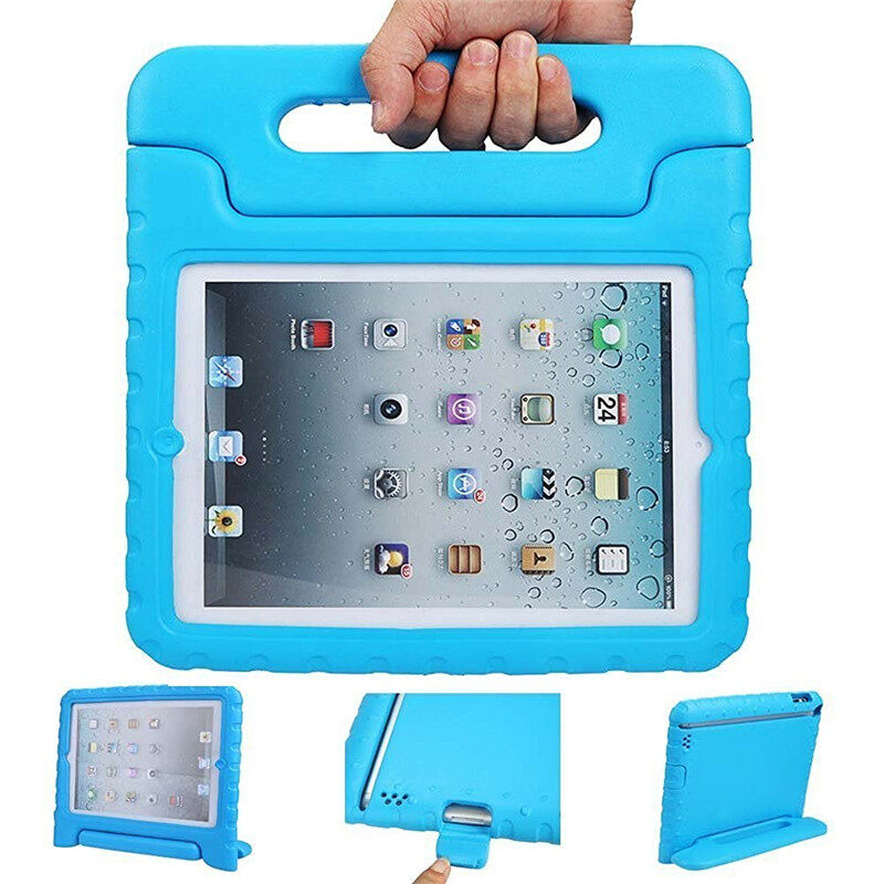 For iPad 9th 8th 7th Gen 10.2,iPad 5th 6th Air Air2 Pro9.7,iPad Pro11 2nd 3rd Gen,iPad mini 1 2 3 4 5th Gen,iPad 2 3 4th Gen,iPad Pro Air 3rd Gen 10.5 Kids Silicone EVA Shockproof Anti-fall Stand Handle Case Cover