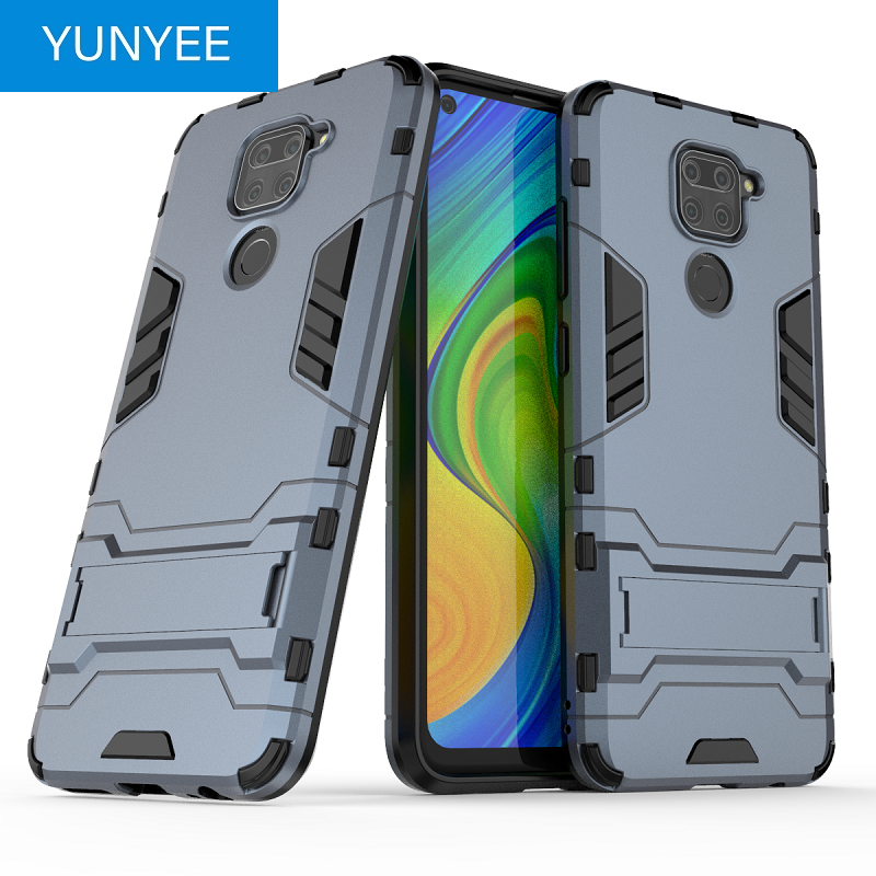 Yunyee for redmi note 9 pro max redmi note 9s redmi note 8 pro redmi note 7 pro redmi note 6 pro redmi note 5 pro redmi note 5a redmi note 4 pro redmi note 4x case, luxury iron man stand cover hard armor and soft silicone tpu frame phone casing