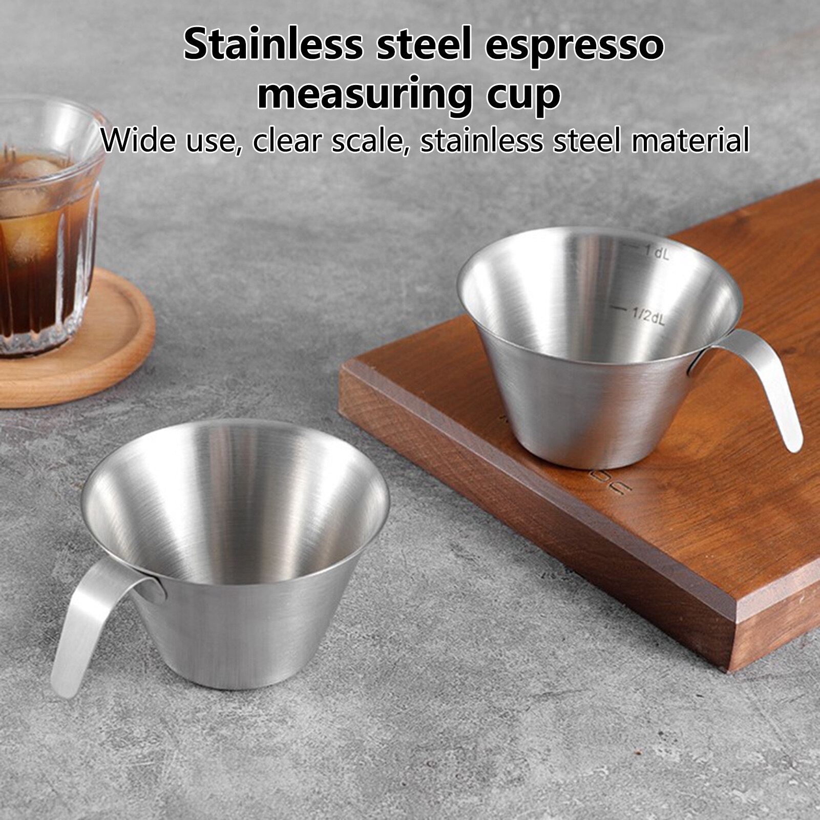 JAREDQ 100ml Measuring Cup with Handle Rust-Proof Stainless Steel Espresso Coffee Measuring Cup for Bakery