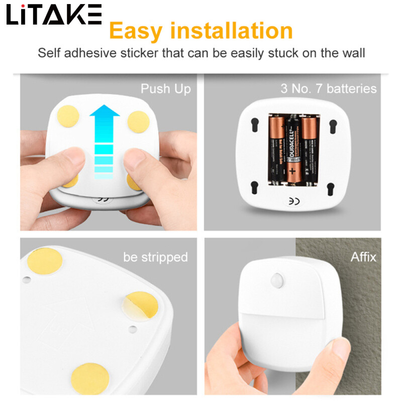Led Smart Night Light Wall Lamp Energy Saving Pir Motion Sensor Kitchen Cabinet Light Bedroom Bedside Lamp