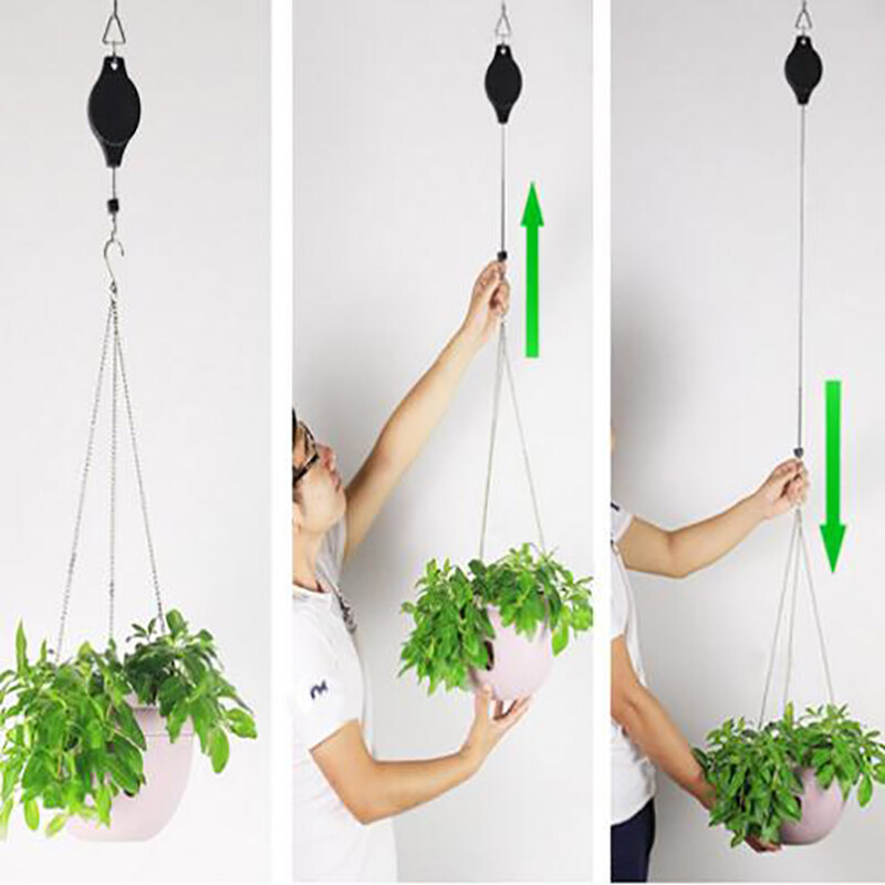 Flower Retractable Garden Pulley Basket Pull Down Hanging Hanger Plant