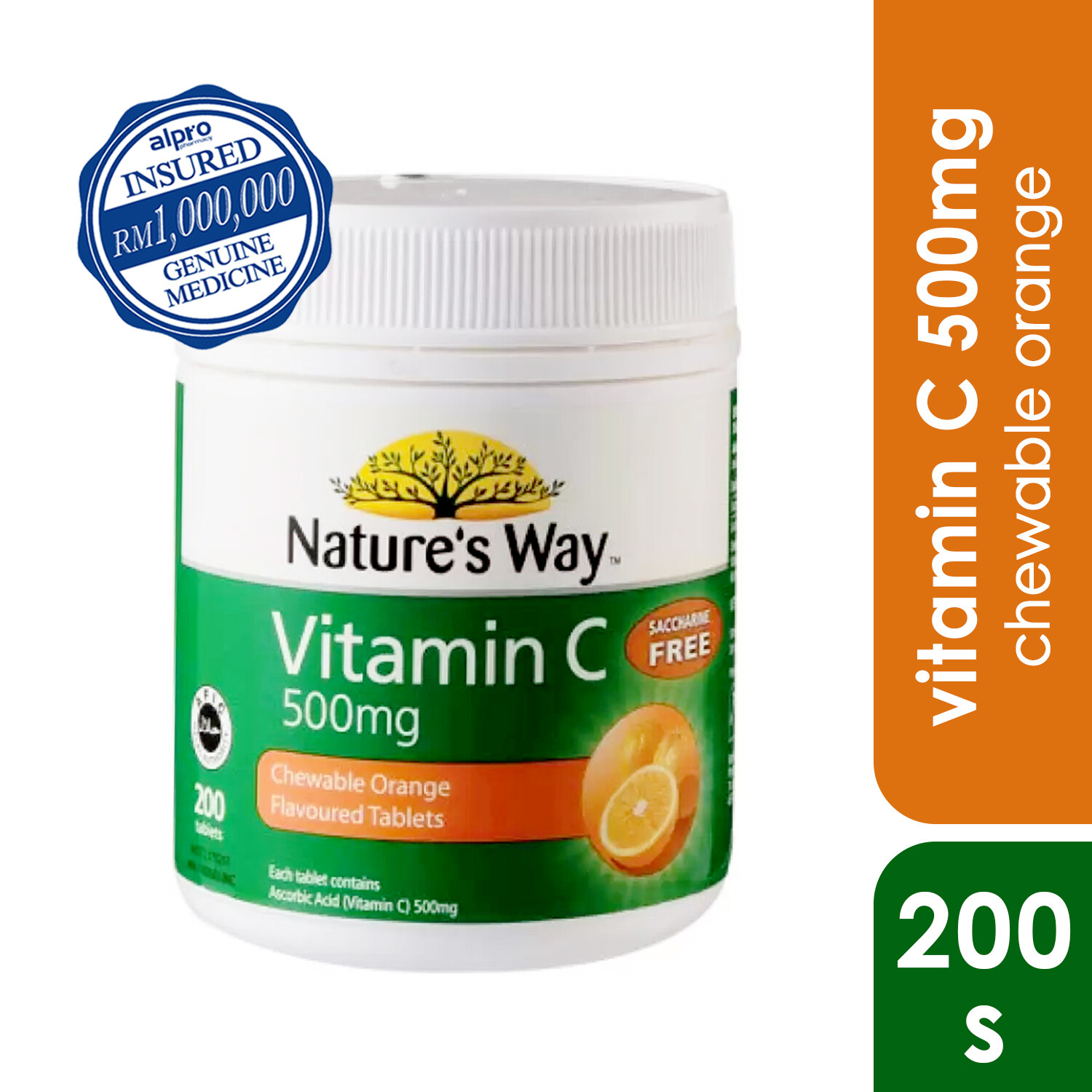 Natures Way Vitamin C 500mg (200s chewable orange) Exp. Date: 08/2023
