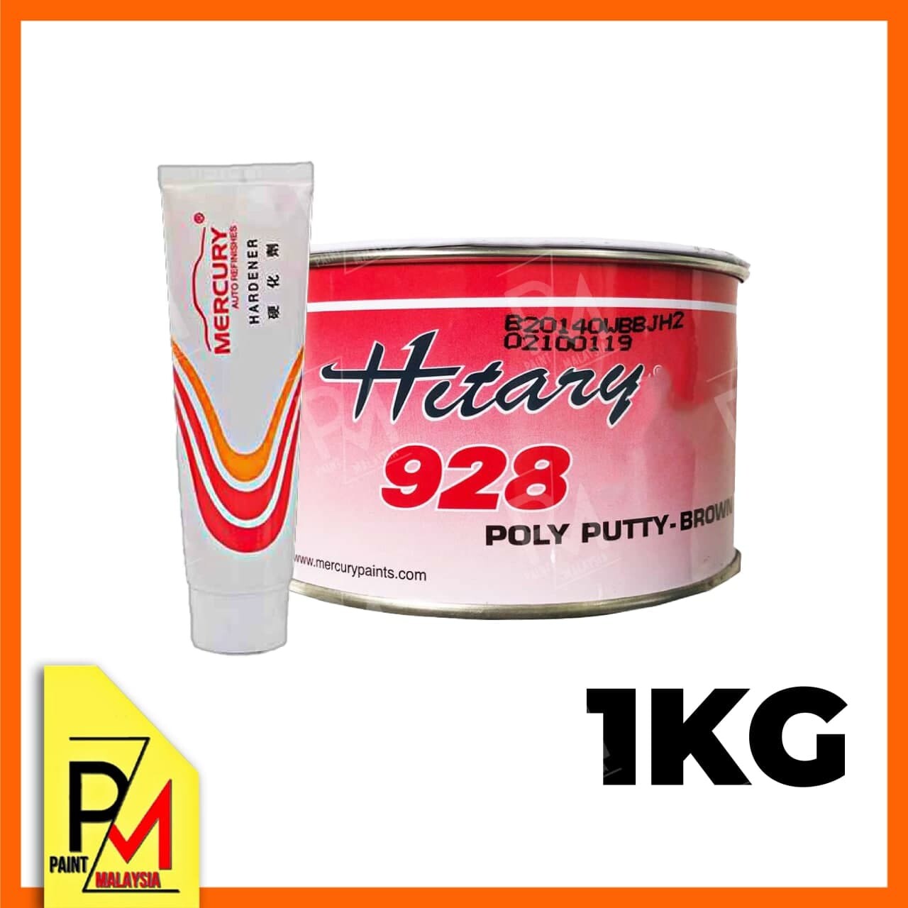 MERCURY Nissan Hitary 928 Poly Car Putty With Hardener 1KG & 4KG Brown
