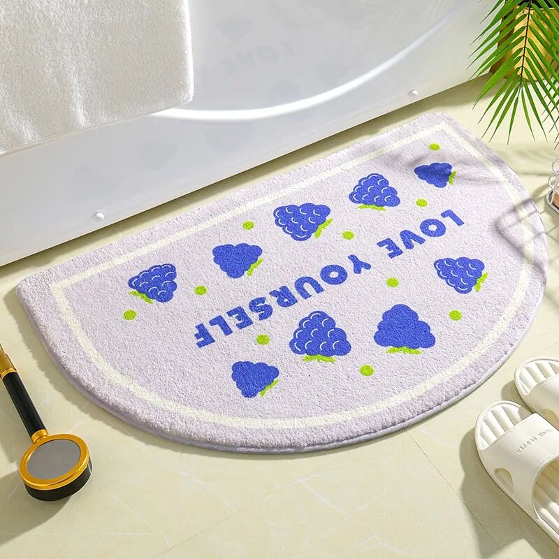 Floor mat 40*60cm bath mat kitchen bedroom mat semicircular floor mat foot mat bathroom bathroom entrance mat absorbent thick non-slip carpet