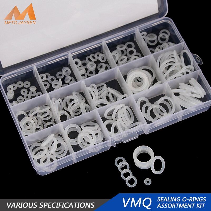 Soft Oring 225PCS 15 Sizes Diameter 6mm-20mm Thickness 1.9mm 2.4mm Millimeters Durable White Silicone Round O Rings Sealing Gasket Assortment  VMQ Rubber O-ring  with Plastic Case BG019