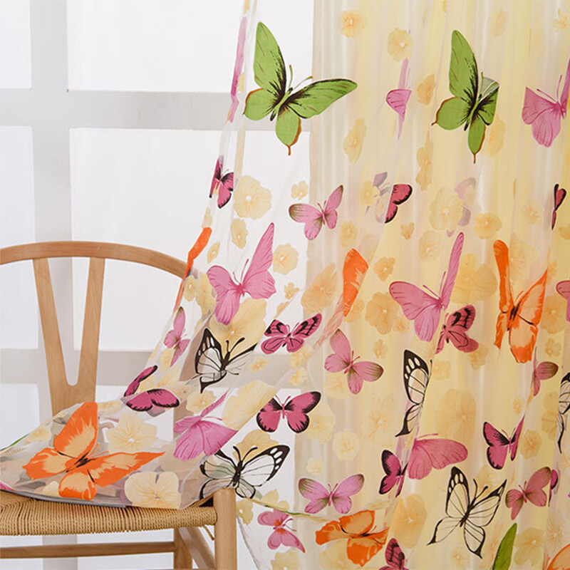 KS New printed big butterfly yarn finished curtain