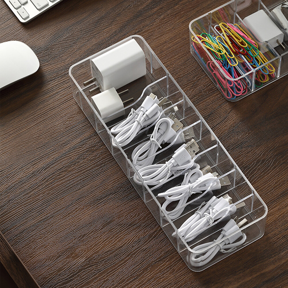 Dust-proof storage cable management box set (covered storage box + 10 straps)