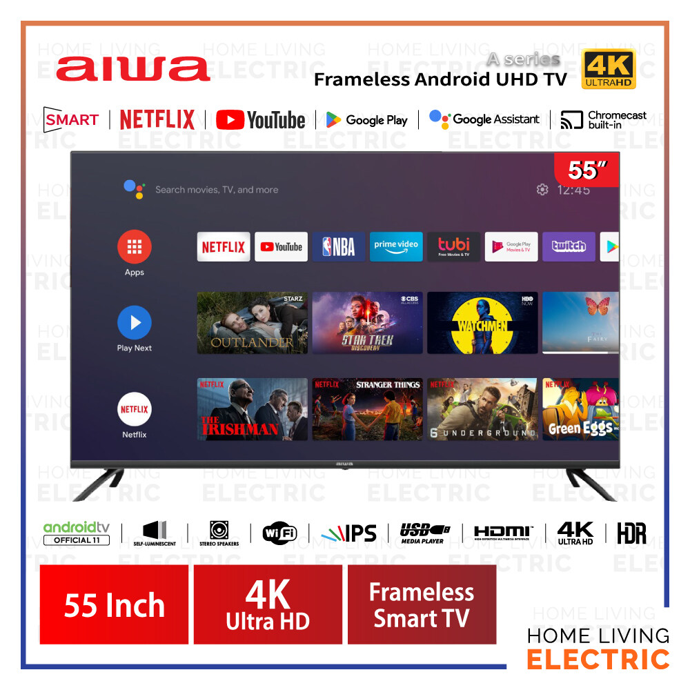 AIWA 50 / 55 Inch TV Framless UHD 4K Android Smart LED TV Google