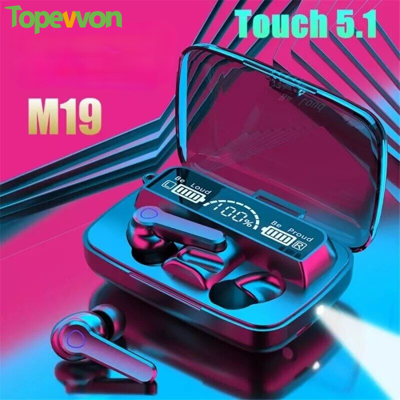 2023 Newest M19 TWS LED Digital Smart Screen Display Auriculare Earphones Gaming Sport Earbuds Bluetooth 5.1 Wireless Headphones Sound Noise Cancelling Waterproof HD Call Headset