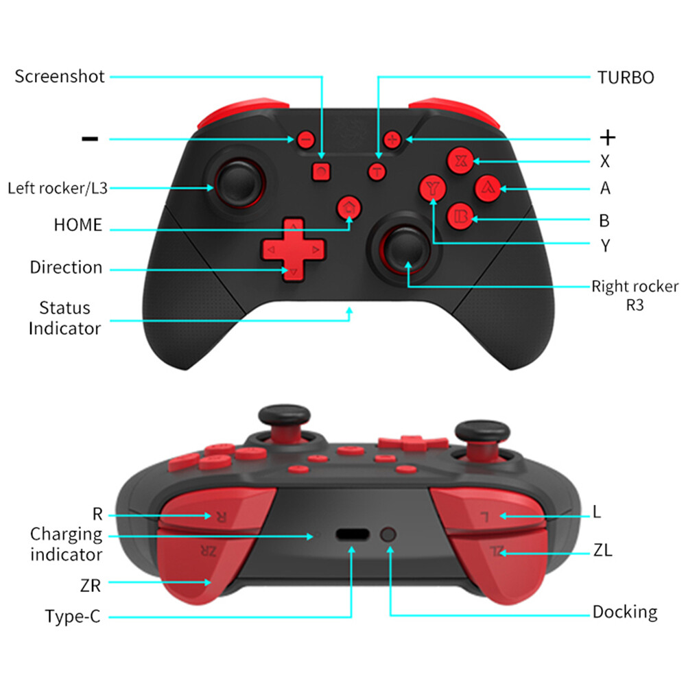 For Nintendo Switch Oled / Lite Wireless Gamepad For NS Switch Pro Controller NFC Turbo 6-Axis Dual motor 3D Game Joysticks for PC