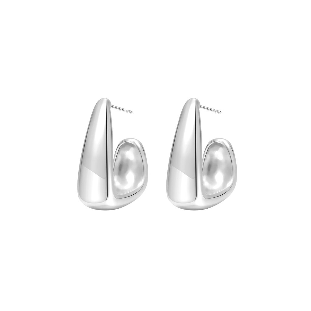 17KM Gold Silver C-shaped Earrings for Women Vintage Fashion Round Geometry Stud Earings Accessories Jewelry