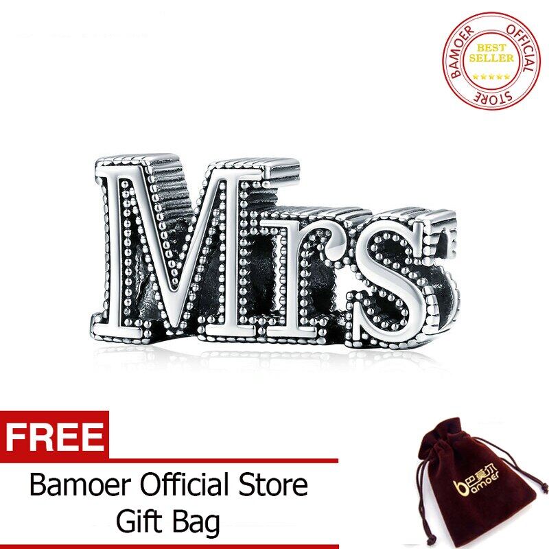 Bamoer sterling silver 925 mrs letter enamel beads for women jewelry making charm fit original bracelet diy scc1562