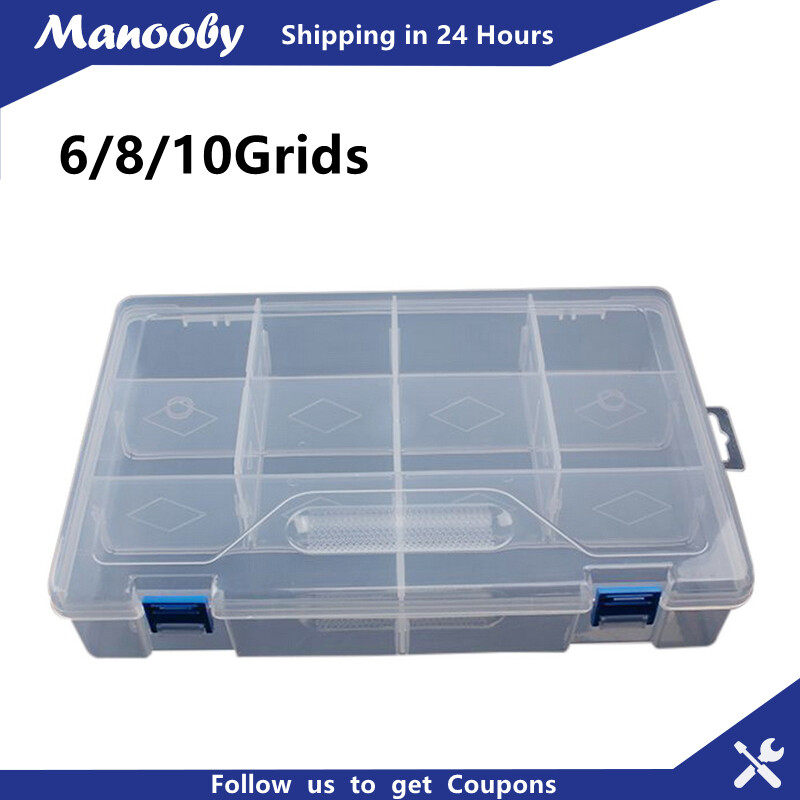 Manooby Plastic Detachable Adjustable Components Compartment Storage Organizer Parts Boxes Cases For Screws,Hardware And Crafts, Clear White 1 Pcs