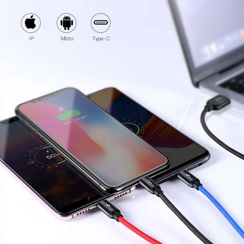 Baseus Bộ Sạc Micro Cáp USB C 3in 1 Loại USB Cho Điện Thoại Di Động Với Bộ Sạc Cáp Cho iPhone 14 13 Pro 7 8 Plus Samsung Huawei Xiaomi Dây Micro Sạc USB