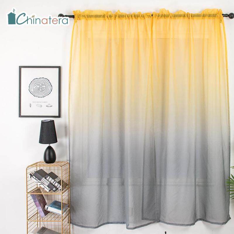 Rèm Cửa Sổ Vải Tuyn Mỏng Màu Chuyển Sắc, Tấm Trang Trí Nhà Cửa Phòng Ngủ Phòng Khách Phong Cách Bắc Âu