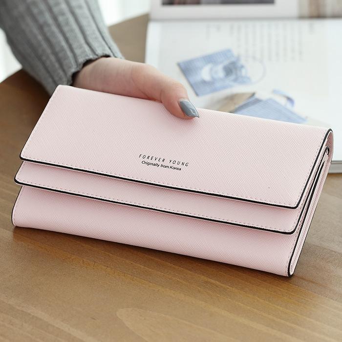 Women Long Wallet Cross Pattern Tri-fold Large-capacity Multi-Card Slots Multi-function Fashion Wallet Clutch