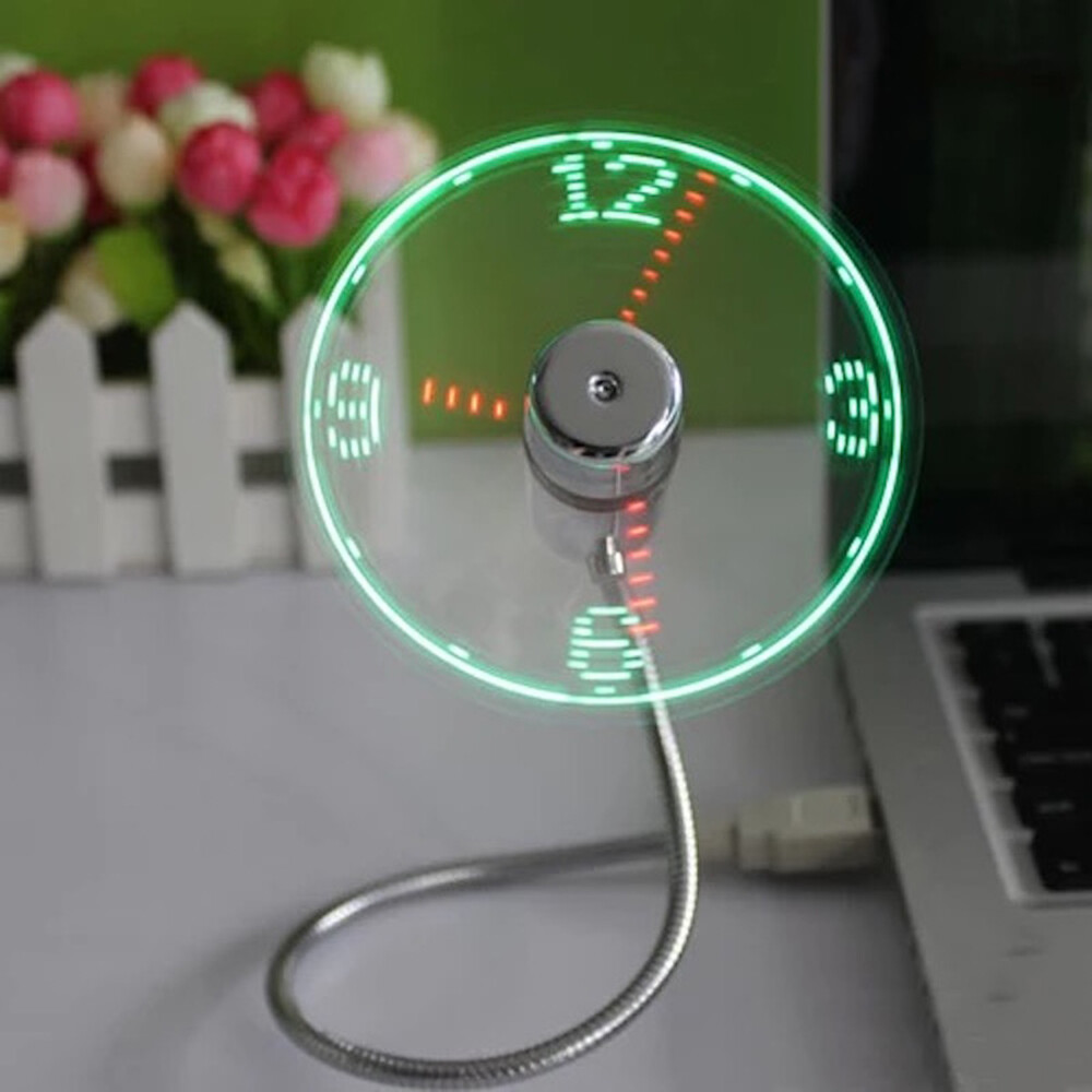 Đèn Quạt LED USB Có Thể Điều Chỉnh Đồng Hồ Thời Gian Mini Đồng Hồ Để Bàn Đèn Ngủ Hiển Thị Thời Gian Tiện Ích Đồng Hồ Dạ Quang Mùa Hè