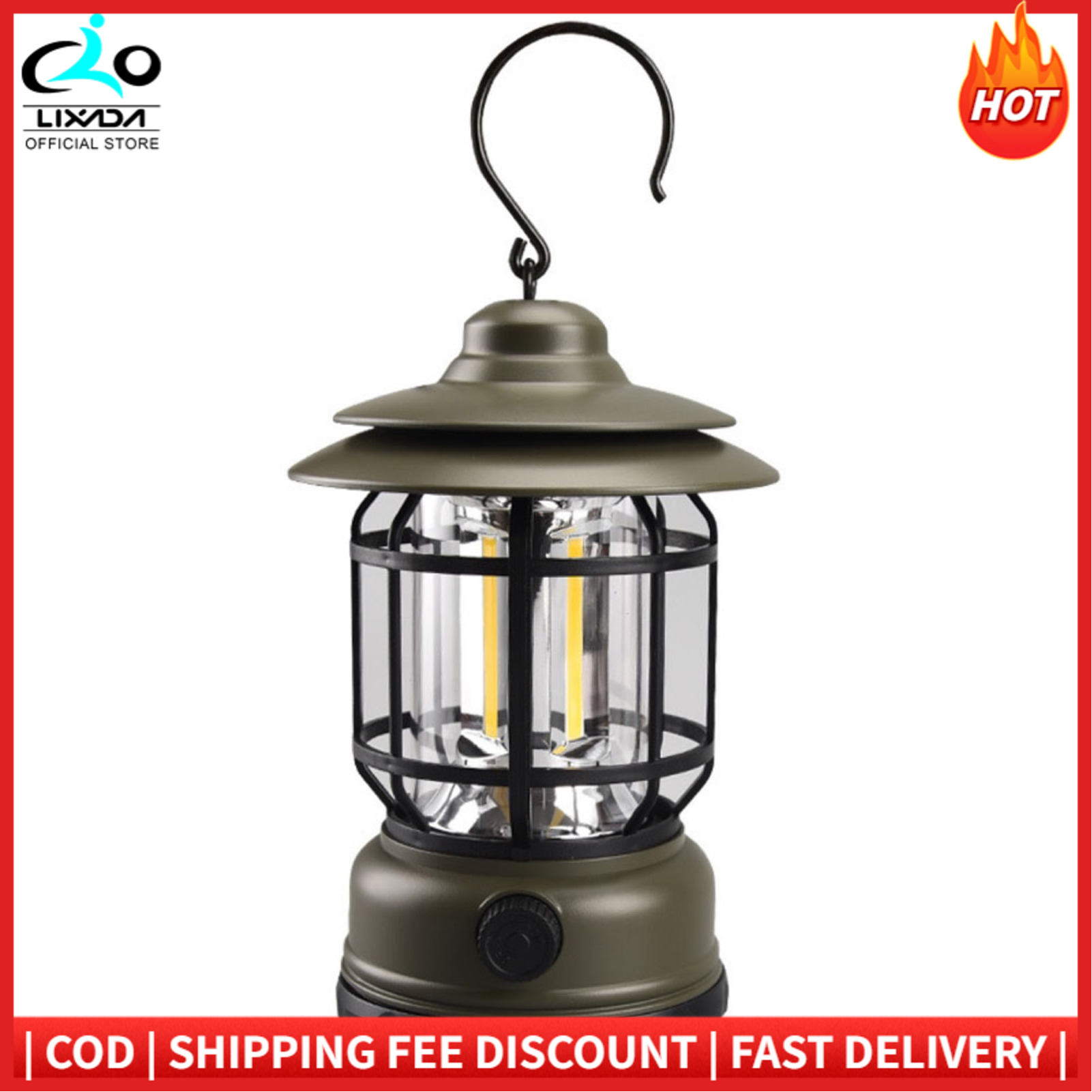 Outdoor Camping Light Retro Campsite Lantern USB Rechargeable Night Light Emergency Lamp Stepless Dimming for Camping Hiking Tent Fishing
