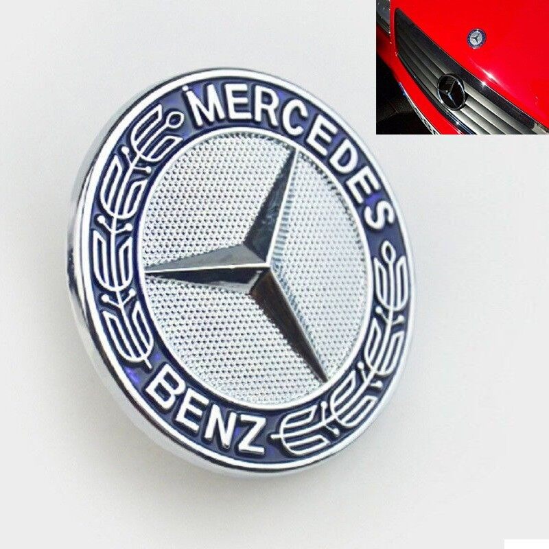 57mm Car Logo for Emblem Mercedes Benz Hood Black Flat Laurel Wreath Front Badge