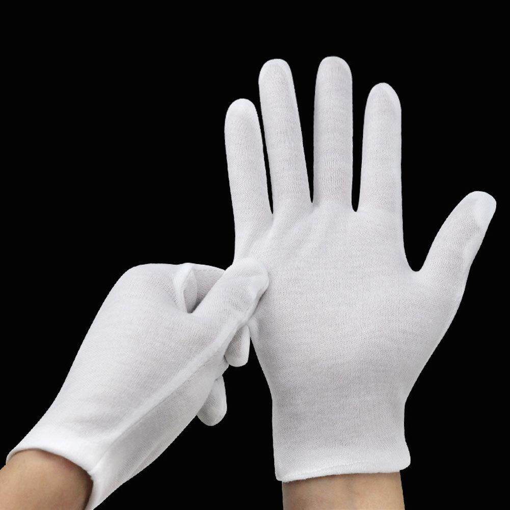 6 Cặp Xử lý Tay bảo vệ Trang phục mềm Găng tay cotton trắng