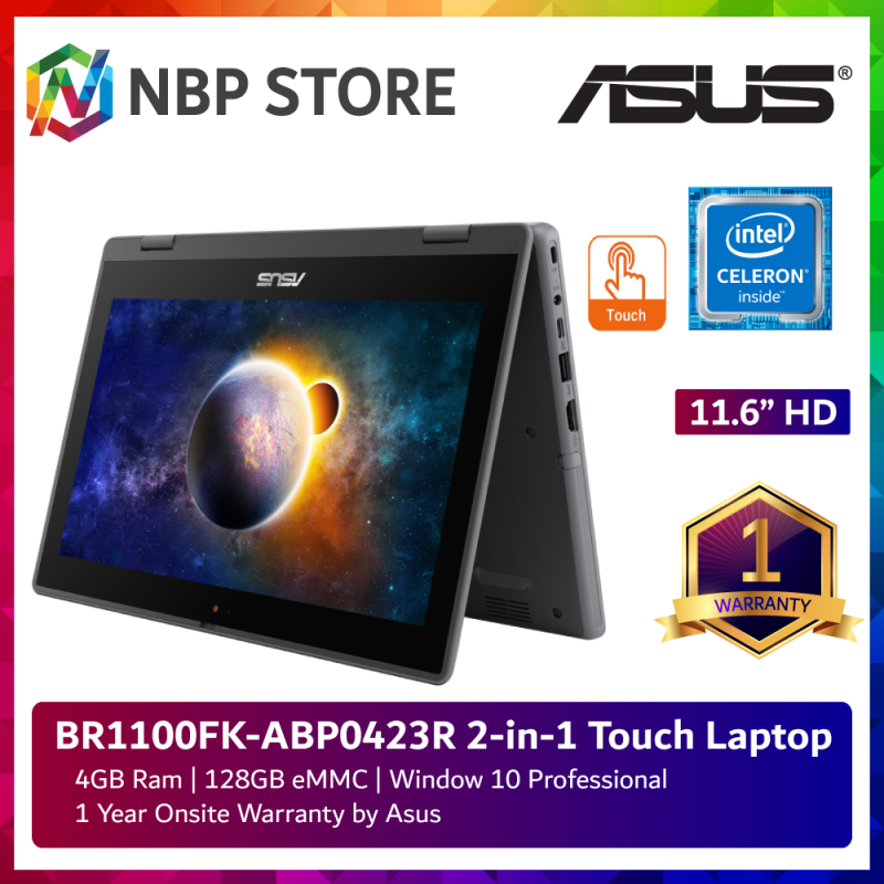 Asus BR1100FK-ABP0423R 11.6 2-in-1 Touch Laptop Dark Grey ( Celeron N4500, 4GB, 128GB eMMc, Intel, W10P ) Malaysia