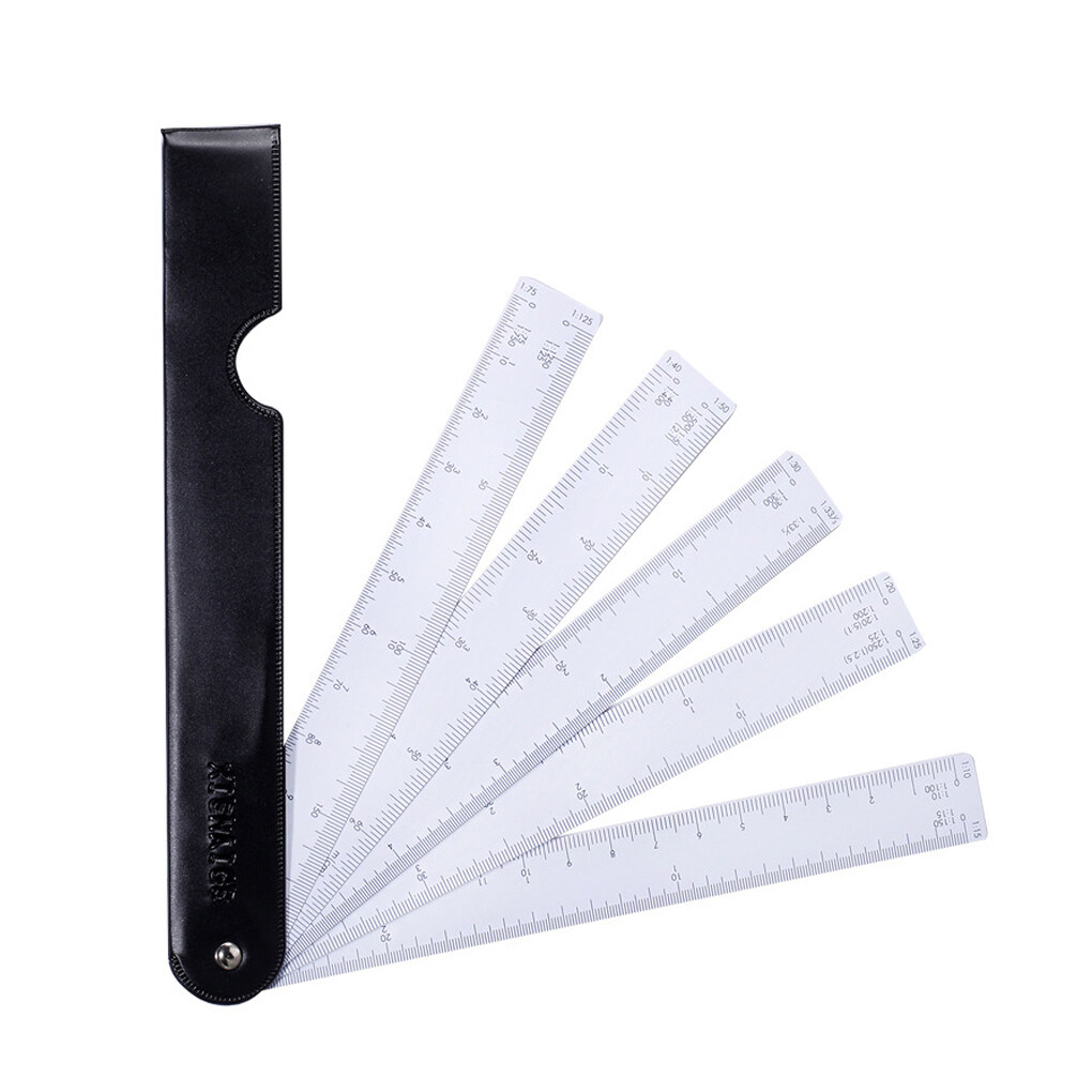 Fan Shaped Scale Ruler Engineering Drawing Sketching Rulers Measuring ...