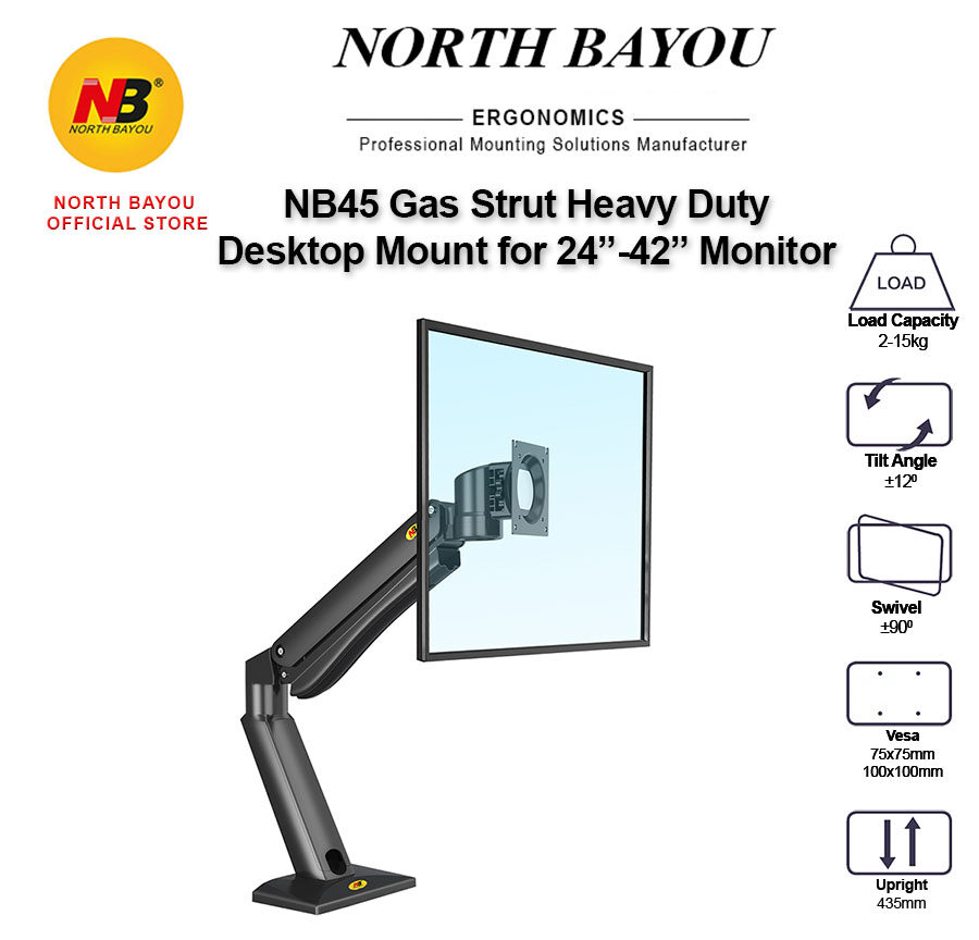 NB NB45 Gas Strut Heavy Duty Monitor Desk Stand Mount Arm Support ...