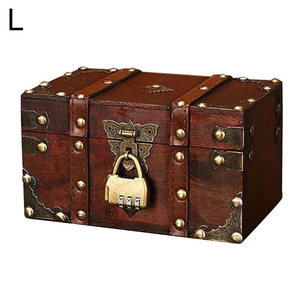 Laputa Vintage Treasure Chest Wooden Jewelry Trinket Storage Box Case Holder with Lock