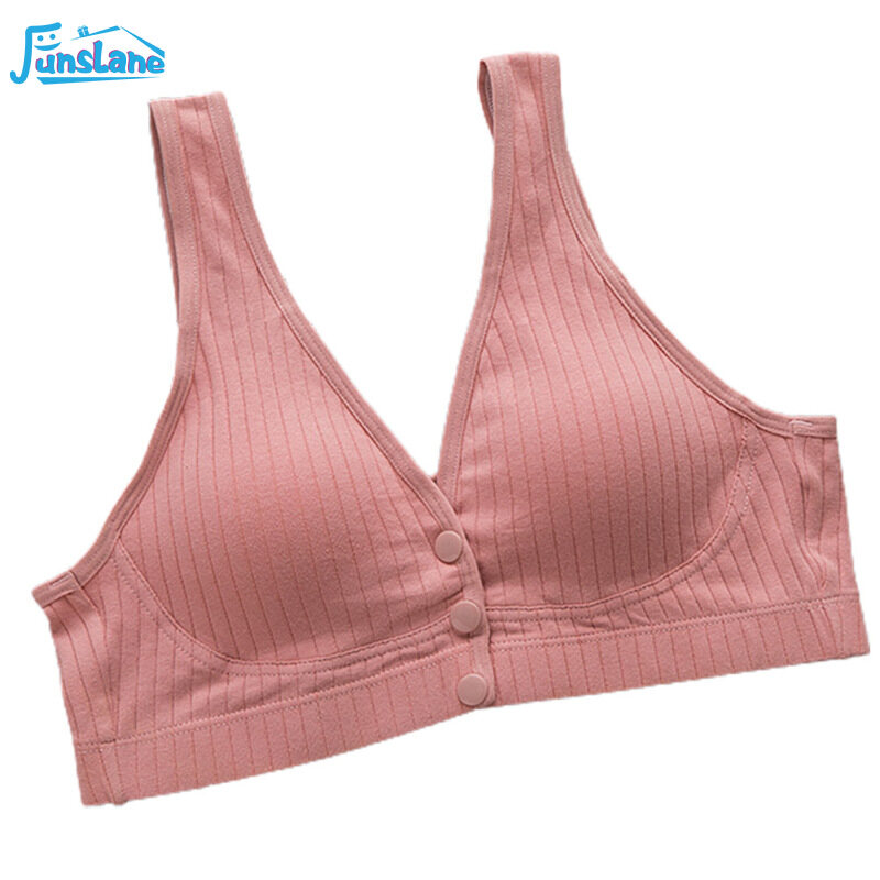 FLWomen Cotton Nursing Bra Underwire Vest Type Anti-sagging Lightly Padded Breastfeeding Maternity Bra Underwear With Front Buckle