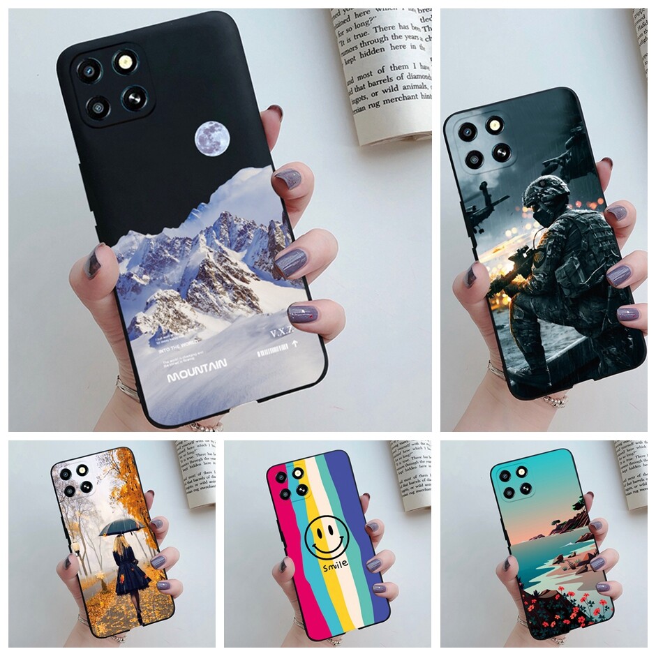 For Infinix Smart 6 HD X6512 Fashion Painted Soft Case For Infinix Smart 6  HD 2 IN 1 With Two Piece Ceramic Film