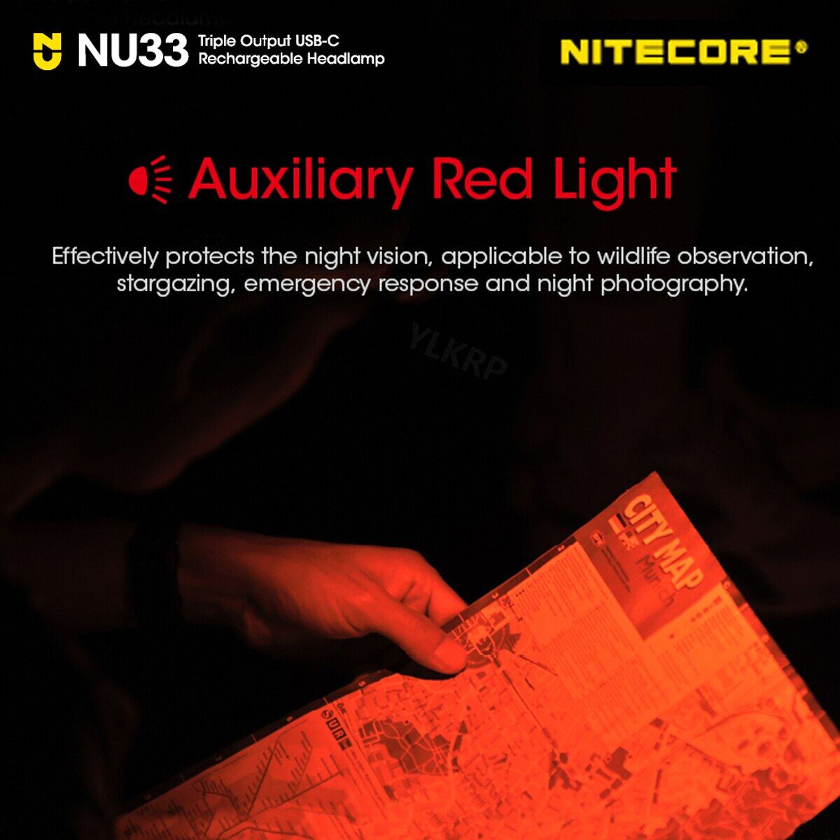 NITECORE NU33 700 Lumens Triple Light Source USB-C Rechargeable Outdoor Headlamp,