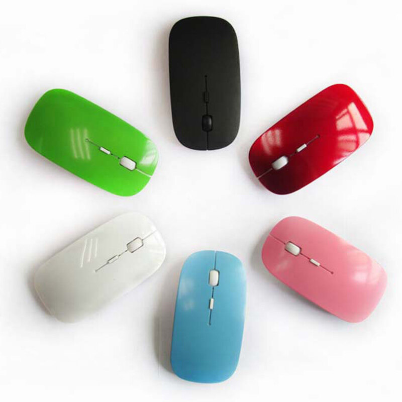 Candy Color Ultra Thin USB Optical Wireless Mouse 2.4G Receiver Super Slim Mouse Cordless Computer PC Laptop Desktop