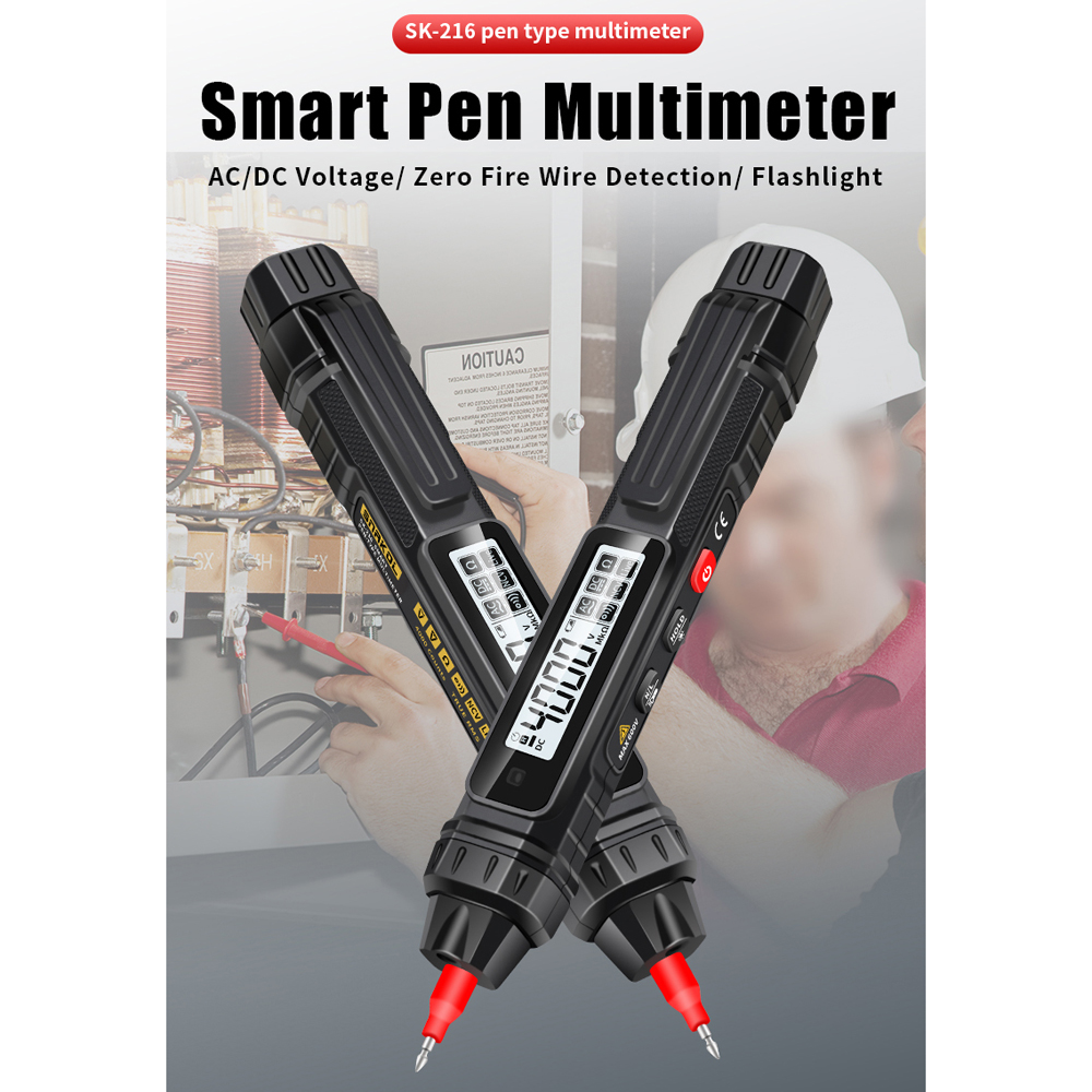 2in1 Electric Test Pen Digital Multimeter Professional Voltage Current Resistance Measurement Test Meter Live Wire Recognition Data-hold LCD Display Tester
