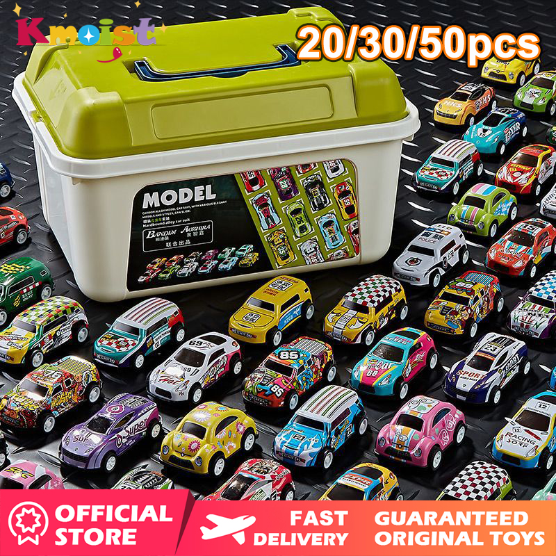 Kmoist 20/30/50pcs Mini Pull Back Car Set Toy Assorted Plastic Fire Truck City Cars Pull-back Vehicles Toys for Girls Boys Kids Child Party Favors