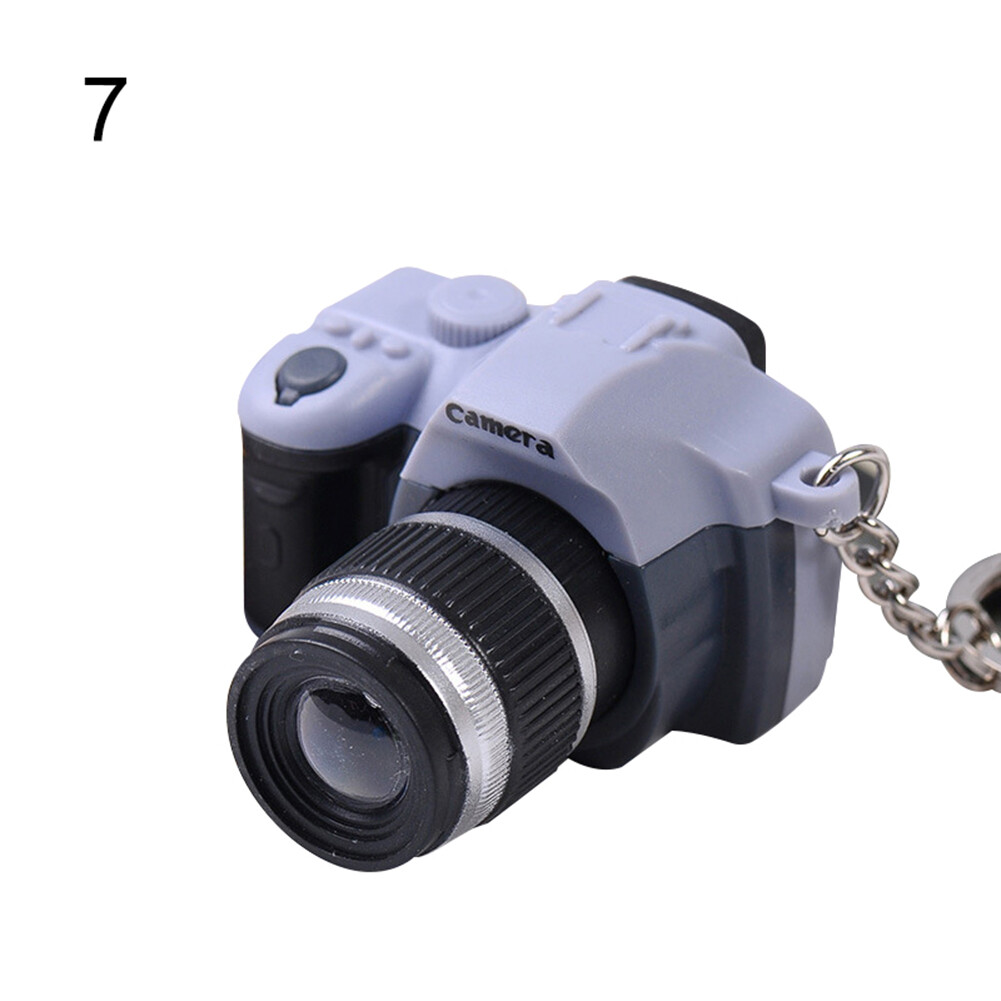 Cute Mini DSLR Camera LED Lighting Voice Pendant Keychain Key Ring Gift Decor