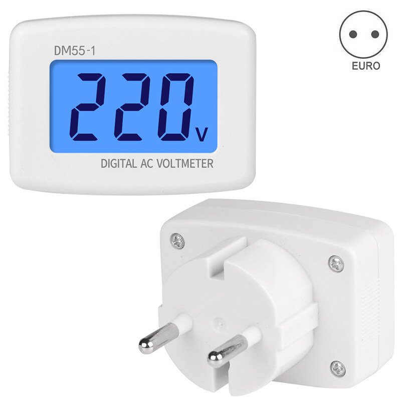 EU Plug Volt Meter AC 80-300V Digital Voltmeter Socket Voltage Tester LCD Display Voltage Meter 220V DM55-1