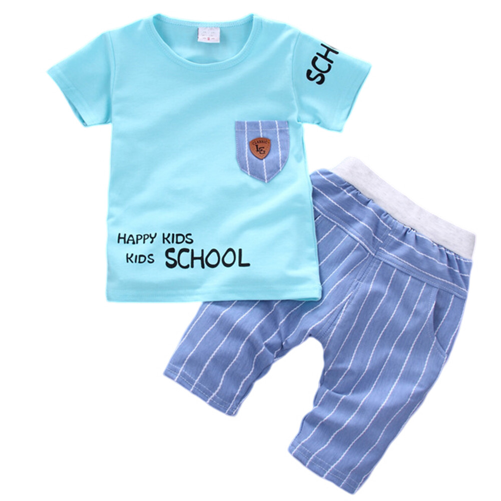 CUIXI 2pcs Baby Shirt Suit For Boys Summer Short Sleeves Printing T-shirt Shorts Two-piece Fashion Clothing Set