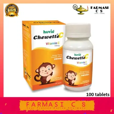 Hovid Chewette Vitamin C 100mg 100 tablets Orange Flavour EXP:06/2023 Sugar Free