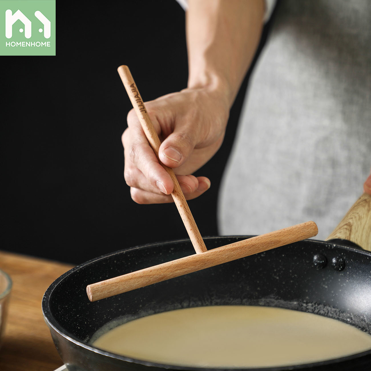 Homenhome Pancake Making Kitchen Tool Household Cake Baking Tools Beech Pancake Egg Cakes Scraper Baking Accessories