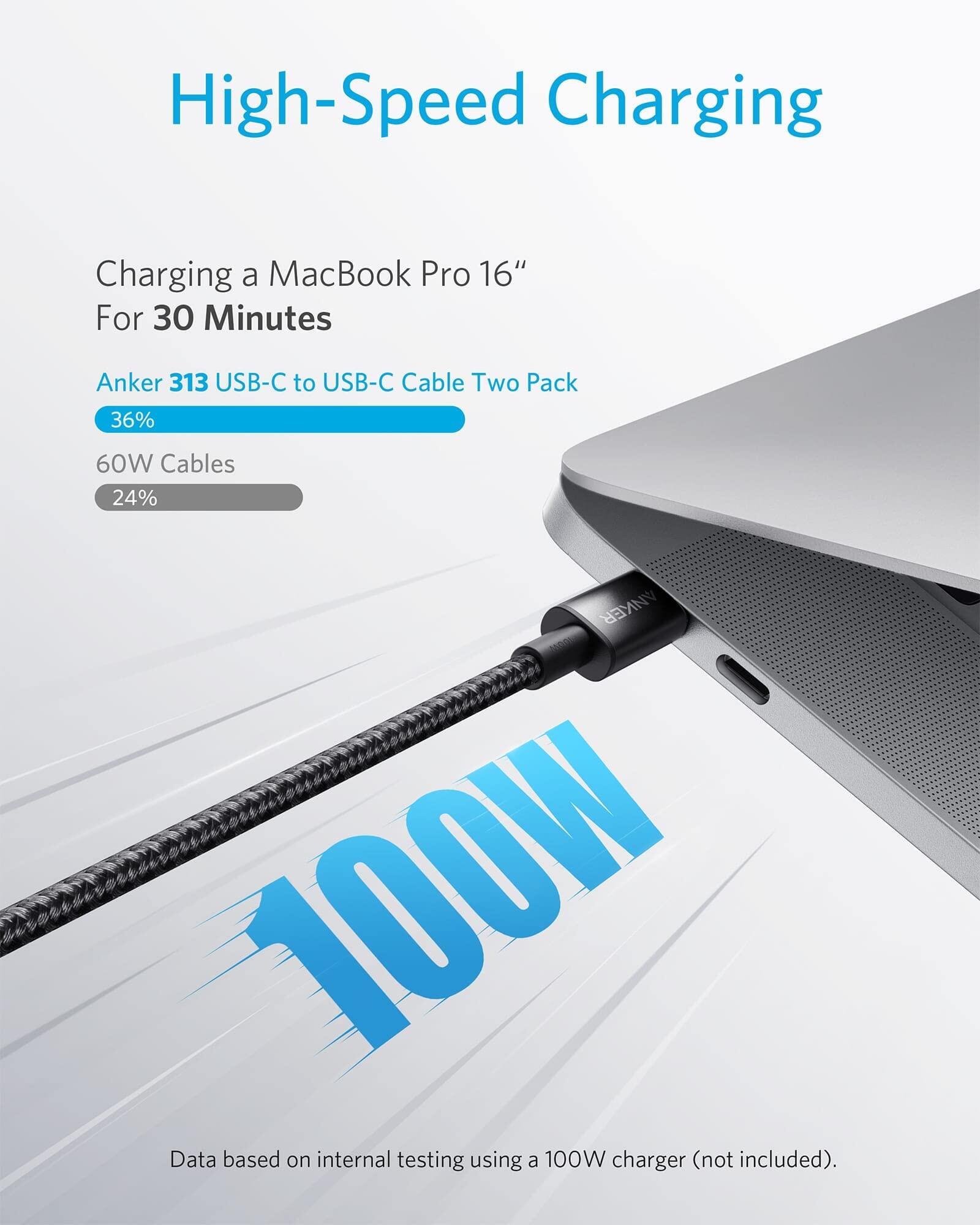 Anker USB C Cable 100W 10ft, USB C to USB C Cable 2.0, Type C 3m Charging Cable Fast Charge for iPhone 15,MacBook Pro,iPad ,Samsung Galaxy